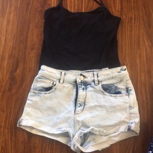 High Waisted Light Wash Garage Jean Shorts
